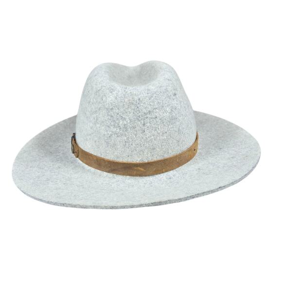 Pistil Soho Hat Womens OSFM Wool Felt Dove Gray Wide Brim Leather Band Cross main image 13